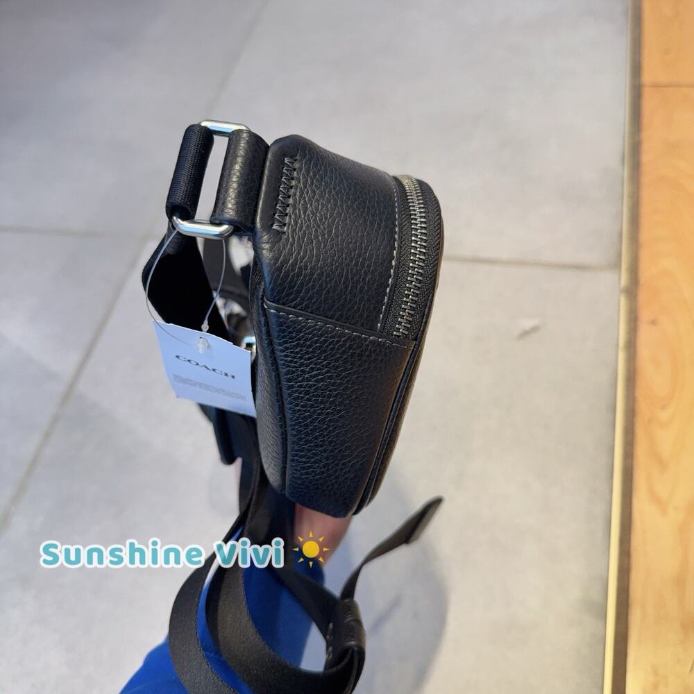 NWT Coach Elias Belt Bag Leather CJ507 Black/ Silver - Picture 6 of 7